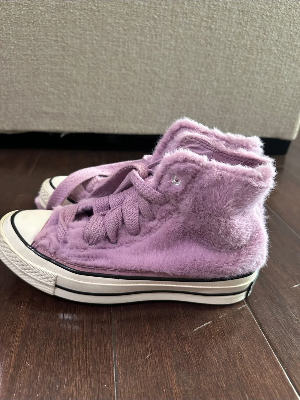 Converse Chuck 70 Amethyst Purple Faux Fur High-Top Sneakers size 4 (GIRLS)